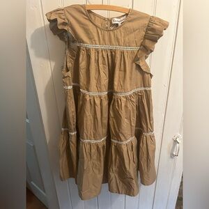 En Saison small Tan flare baby doll Mini Dress with Ruffle Sleeves